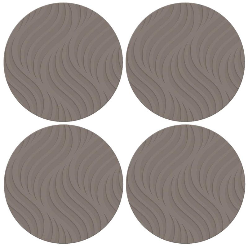 Foto van 4x stuks ronde placemats taupe met wave patroon 37 cm - placemats