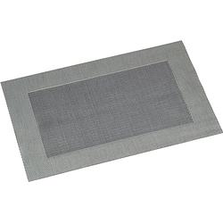 Foto van 2x rechthoekige onderleggers/placemats voor borden zilver geweven print met rand 29 x 43 cm - placemats