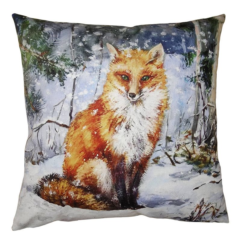 Foto van Clayre & eef kussenhoes 45x45 cm bruin blauw polyester vos sierkussenhoes bruin sierkussenhoes