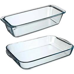 Foto van Ovenschalen set 2x formaten - glas - 34 x 19 cm/31 x 12 cm - ovenschalen