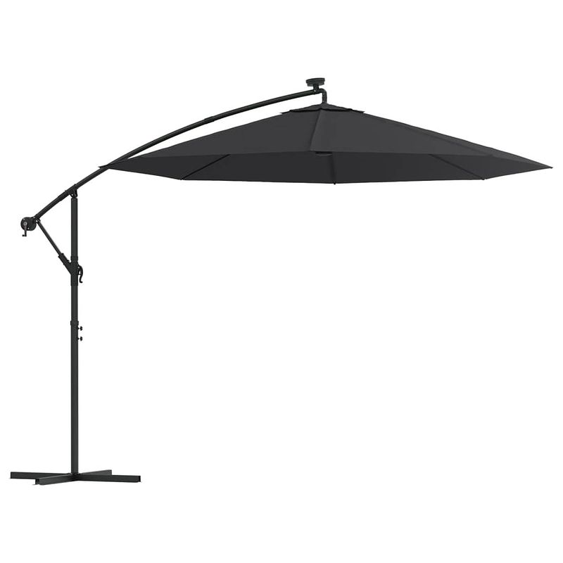 Foto van Vidaxl zweefparasol met led-verlichting en stalen paal 300 cm zwart