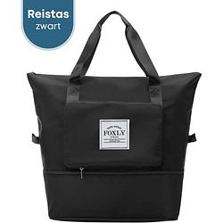 Foto van Foxly® opvouwbare handbagage reistas - handbagage formaat - reistas - opvouwbaar tot 28 x 18 cm - zwart