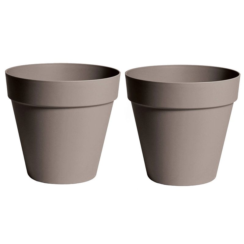 Foto van Mega collections plantenpot/bloempot - 2x - kunststof - taupe bruin - d20 x h17 cm - plantenpotten