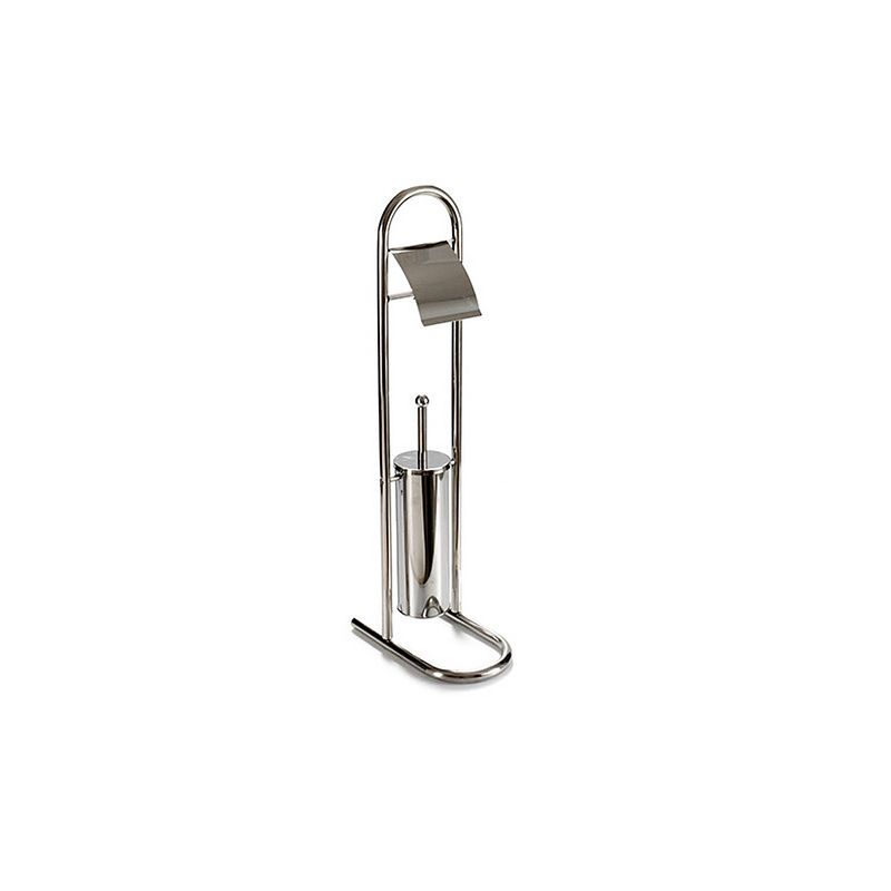 Foto van Toiletborstel/wc-borstel met rol-houder chrome metaal 78 cm - toiletborstels