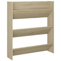 Foto van The living store schoenenkast - wandmontage - 80 x 18 x 90 cm - sonoma eiken