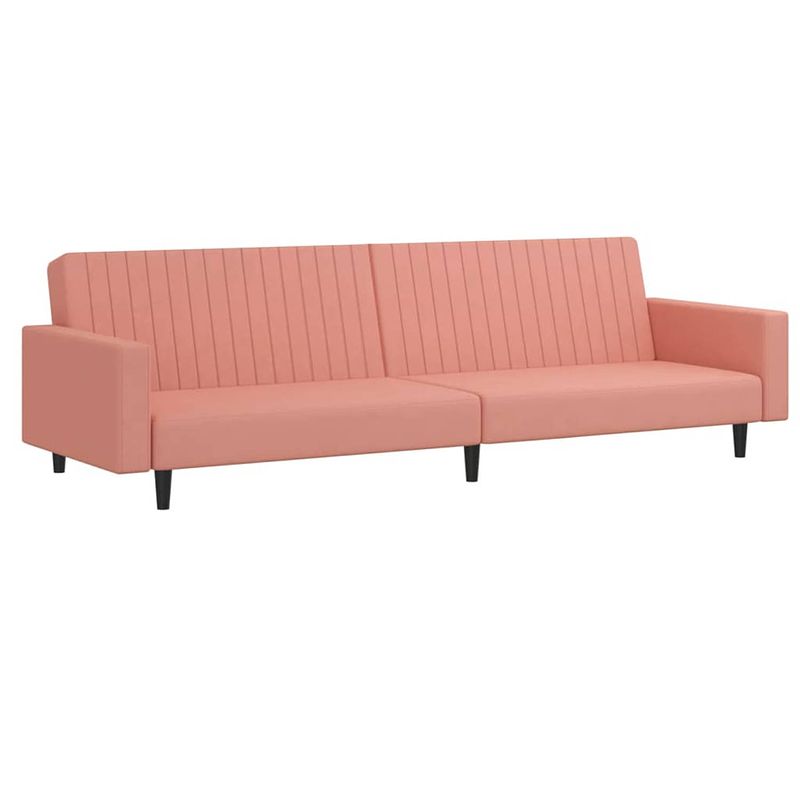 Foto van The living store bedbank fluweel - roze - 220 x 84.5 x 69 cm - multifunctioneel