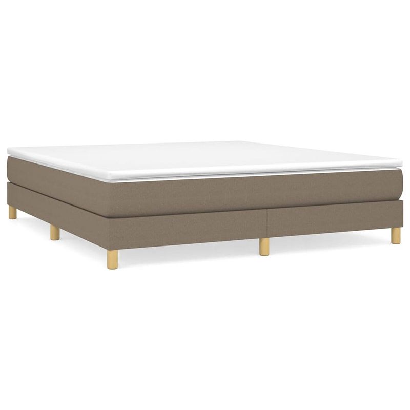 Foto van The living store boxspringbed - luxe - bedframe - 203 x 160 x 25 cm - taupe - pocketvering matras - middelharde