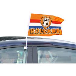 Foto van 2x stuks oranje holland autovlaggen 30 x 45 cm - feestdecoratievoorwerp