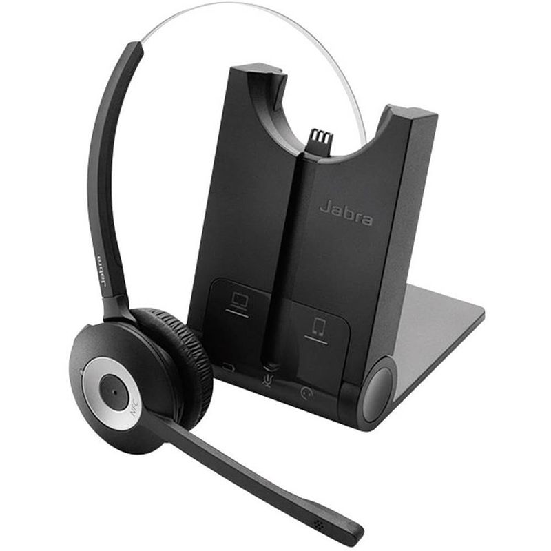 Foto van Jabra pro 935 on ear headset bluetooth telefoon mono zwart, zilver noise cancelling microfoon uitschakelbaar (mute)