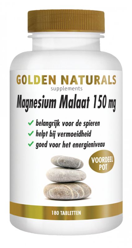 Foto van Golden naturals magnesium malaat 150mg tabletten