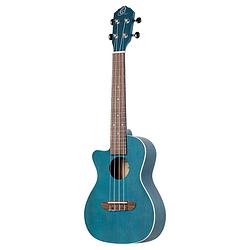 Foto van Ortega ruocean-ce-l earth series concert size ukulele ocean blue linkshandige elektrisch-akoestische concert ukelele