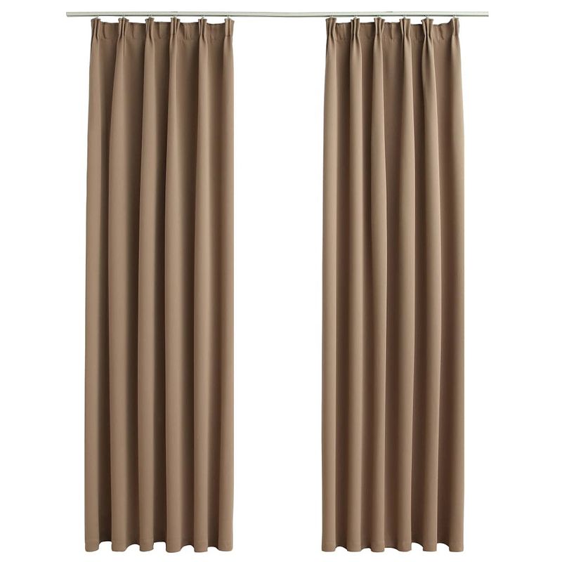 Foto van The living store gordijnen premium polyester - 140 x 245 cm - taupe - met metalen haken