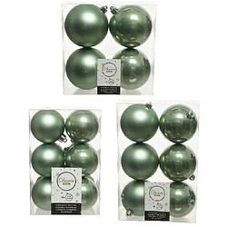 Foto van Kerstversiering kunststof kerstballen salie groen 6-8-10 cm pakket van 22x stuks - kerstbal