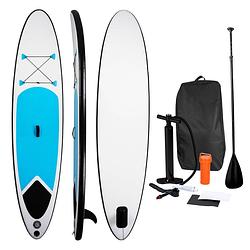 Foto van Sup board - opblaasbaar paddle board - complete set - 305 x 71 cm - max. 100kg - blauw/wit