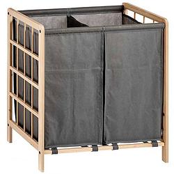 Foto van Wasmand woodbox - met opvang waszak - 2x 50 liter compartiment - 59 x 33 x 60 cm - wasmanden
