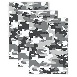 Foto van Set van 3x stuks camouflage/legerprint wiskunde schrift/notitieboek grijs ruitjes 10 mm a4 formaat - notitieboek