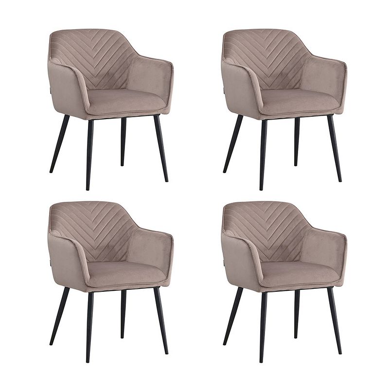 Foto van Bronx71 velvet eetkamerstoel fiona taupe - eetkamerstoelen set van 4.