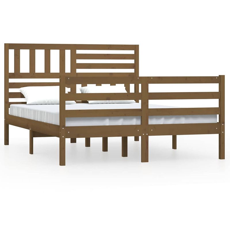 Foto van Vidaxl bedframe massief hout honingbruin 120x190 cm 4ft small double