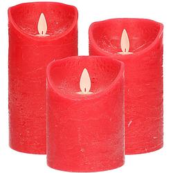 Foto van Set van 3x stuks rode led kaarsen met bewegende vlam - led kaarsen
