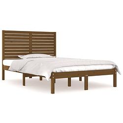 Foto van The living store massief grenenhouten bedframe - honingbruin - 195.5 x 146 x 100 cm - geschikt voor 140 x 190 cm matras