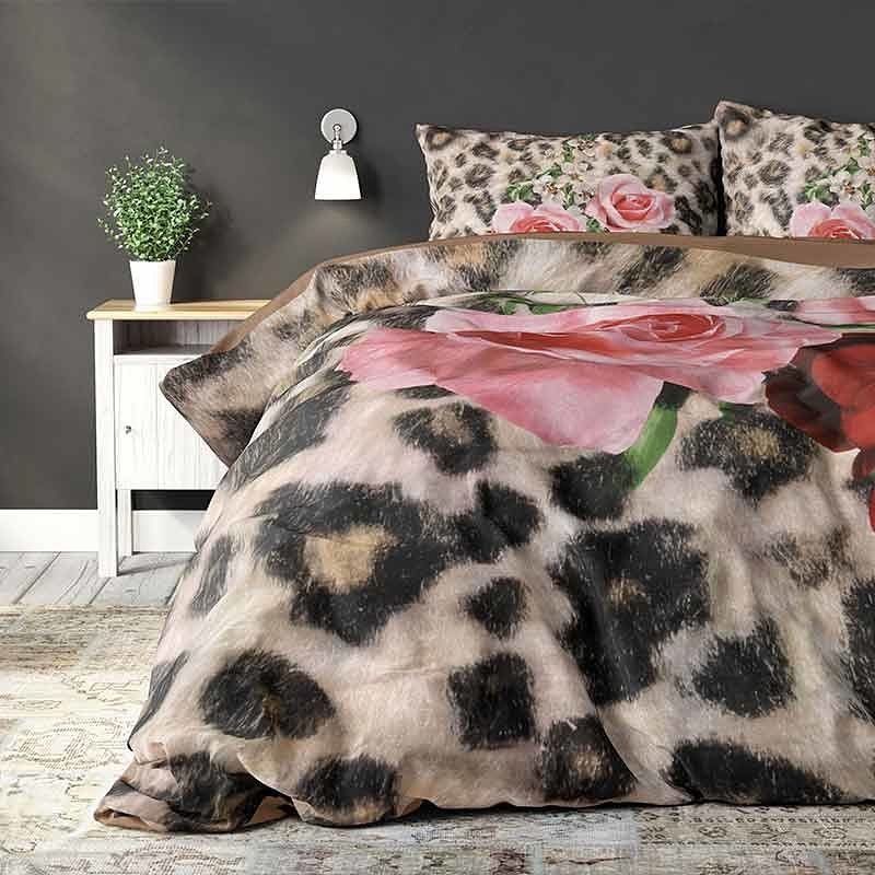 Foto van Pure floral panther brown dekbedovertrek 1-persoons (140 x 220 cm + 1 kussensloop) dekbedovertrek