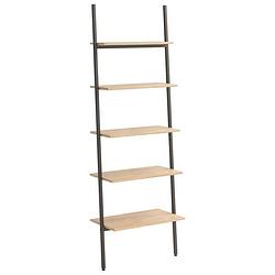 Foto van Vidaxl ladderrek met 5 schappen 64x34x185,5 cm lichtbruin en zwart