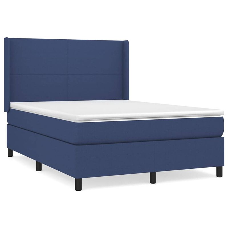 Foto van The living store boxspringbed - comfort - bed - 193 x 147 x 118/128 cm - blauw - ademende en duurzame stof