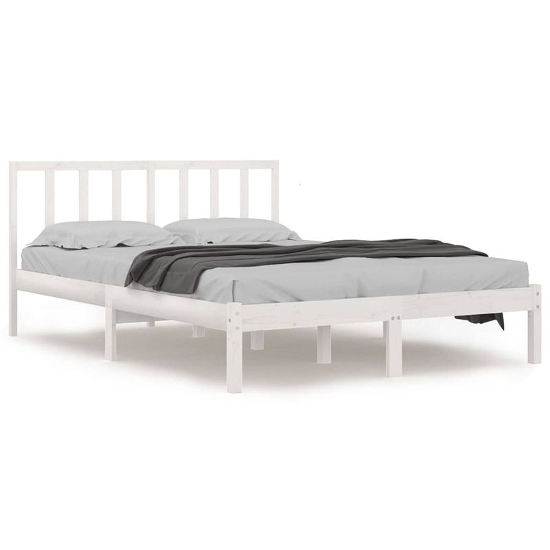 Foto van Vidaxl bedframe massief grenenhout wit 140x190 cm