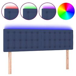 Foto van The living store hoofdeind blauw - led-verlichting - verstelbaar - duurzaam - 144 x 5 x 78/88 cm - usb-aansluiting