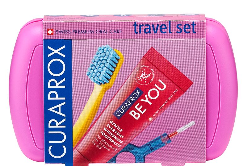 Foto van Curaprox travel set roze