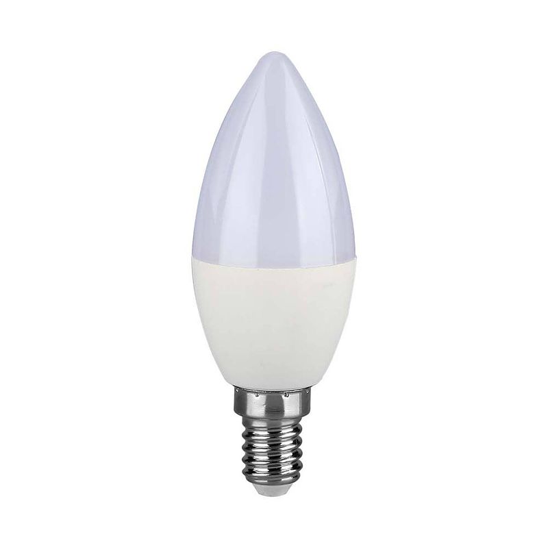 Foto van V-tac vt-293d-n led lampen - kaars - e14 - samsung - ip20 - wit - 5,5 watt - 470 lumen - 3000k - 5 jaar