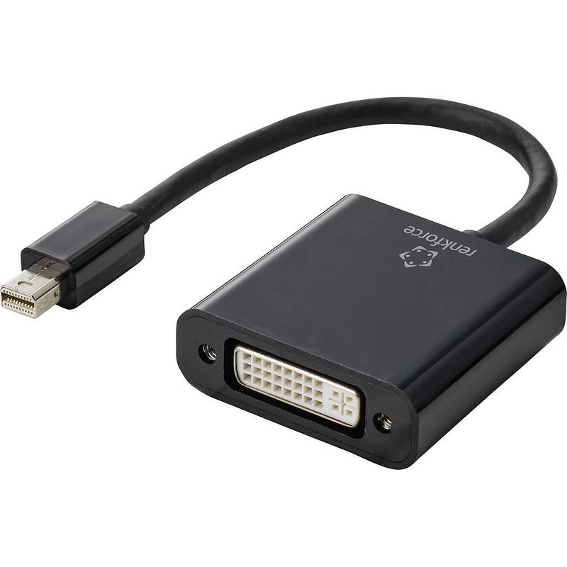 Foto van Renkforce rf-4769258 displayport / dvi adapter [1x mini-displayport stekker - 1x dvi-bus 24+5-polig] zwart pvc-mantel 15.00 cm