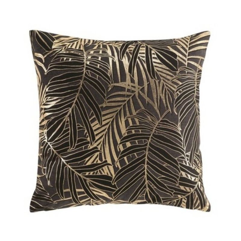 Foto van Casa di elturo kussen leaf - zwart - goud - 45 x 45 cm (incl. vulling)