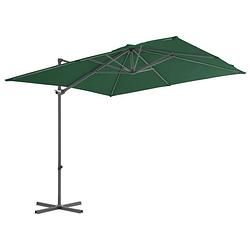 Foto van The living store hangende parasol - groen - 250x250x247 cm - uv-beschermend polyester - inclusief kruisvoet -