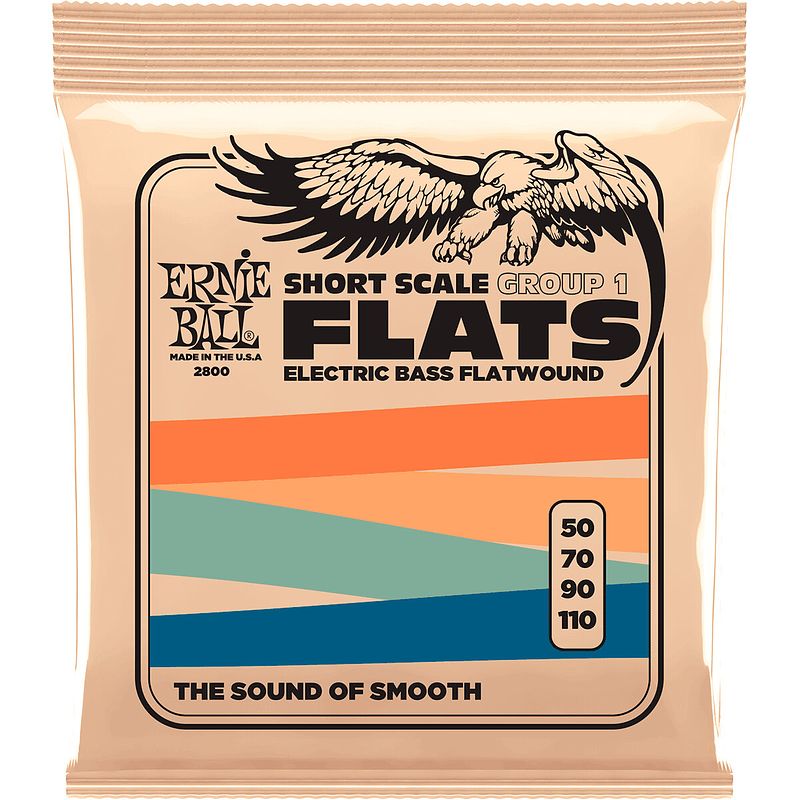 Foto van Ernie ball 2800 flats short scale group 1 50 - 110 flatwound snarenset voor basgitaar