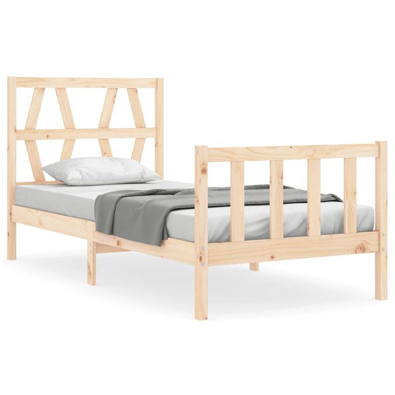 Foto van The living store massief grenenhouten bedframe - 205.5 x 95.5 x 100 cm - multiplex lattenbodem