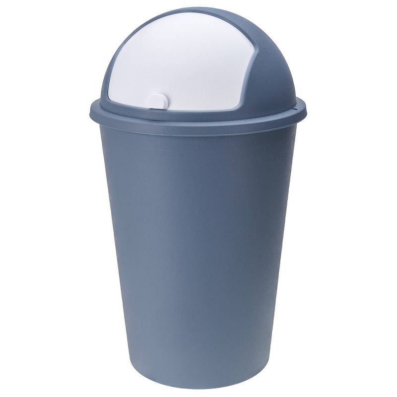 Foto van Vuilnisbak/afvalbak/prullenbak blauw met deksel 50 liter - prullenbakken