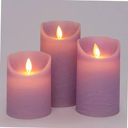 Foto van Kaarsen set 3x led stompkaarsen lila paars met afstandsbediening - led kaarsen