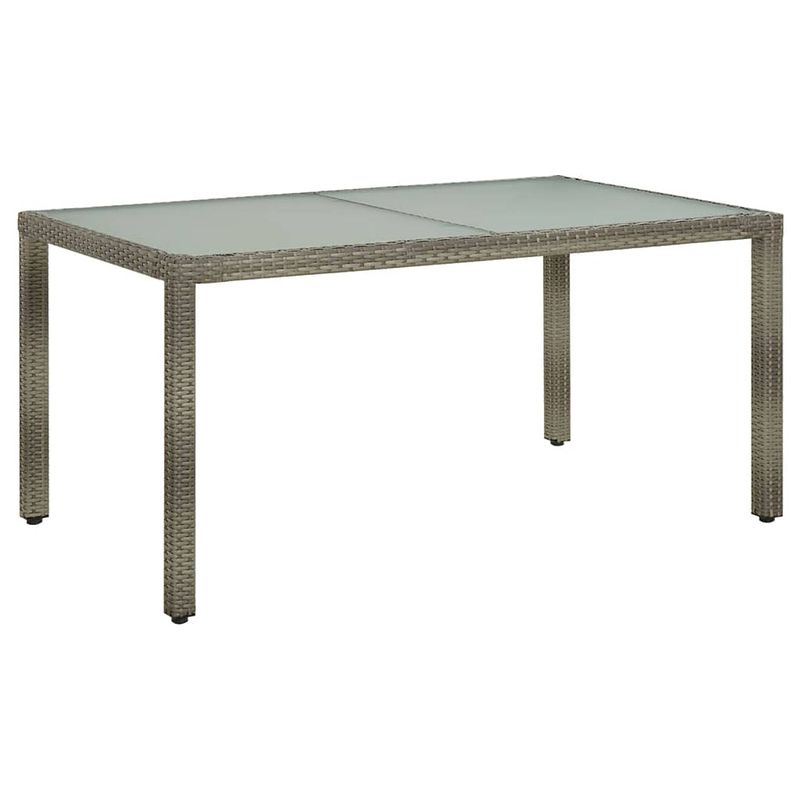 Foto van Vidaxl tuintafel 150x90x75 cm gehard glas en poly rattan grijs