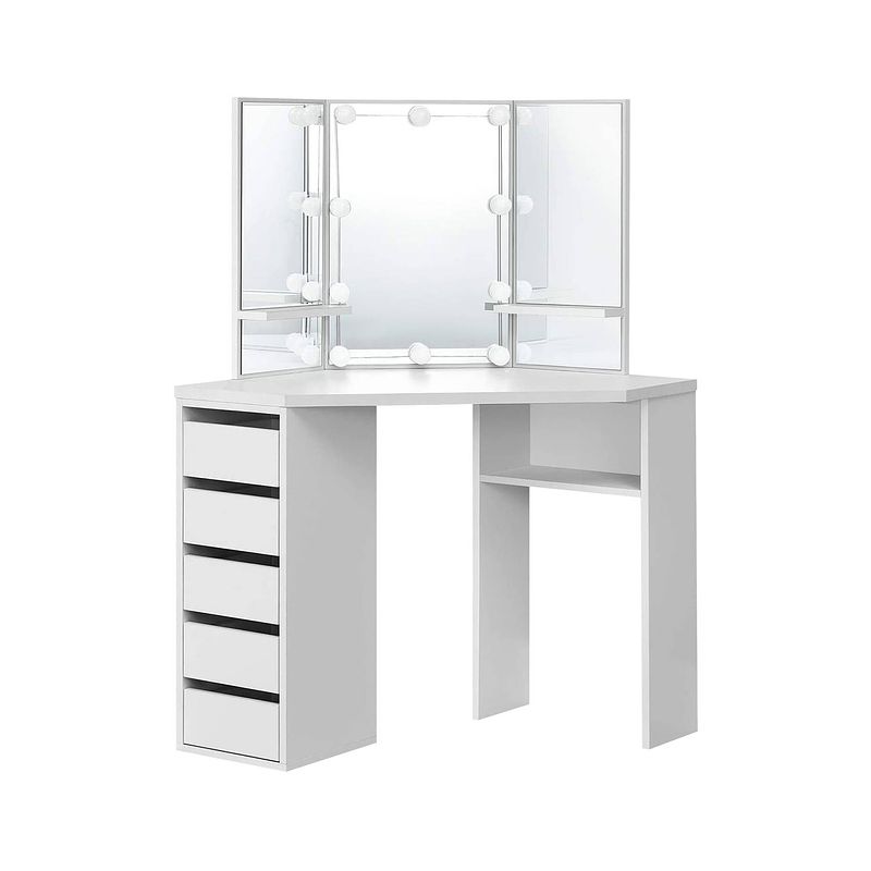 Foto van Ml-design kaptafel met led-verlichting, wit, 110x141,5x54 cm, gemaakt van mdf-spaanplaat