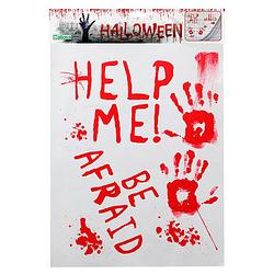 Foto van Horror/halloween raamsticker - bloederige teksten - 42 x 19 cm - feestartikelen/versiering - feeststickers