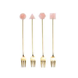 Foto van Oliva'ss - gebaksvorkjes - taartvorkjes - kleine vorkjes - set van 4 stuks - goud / roze