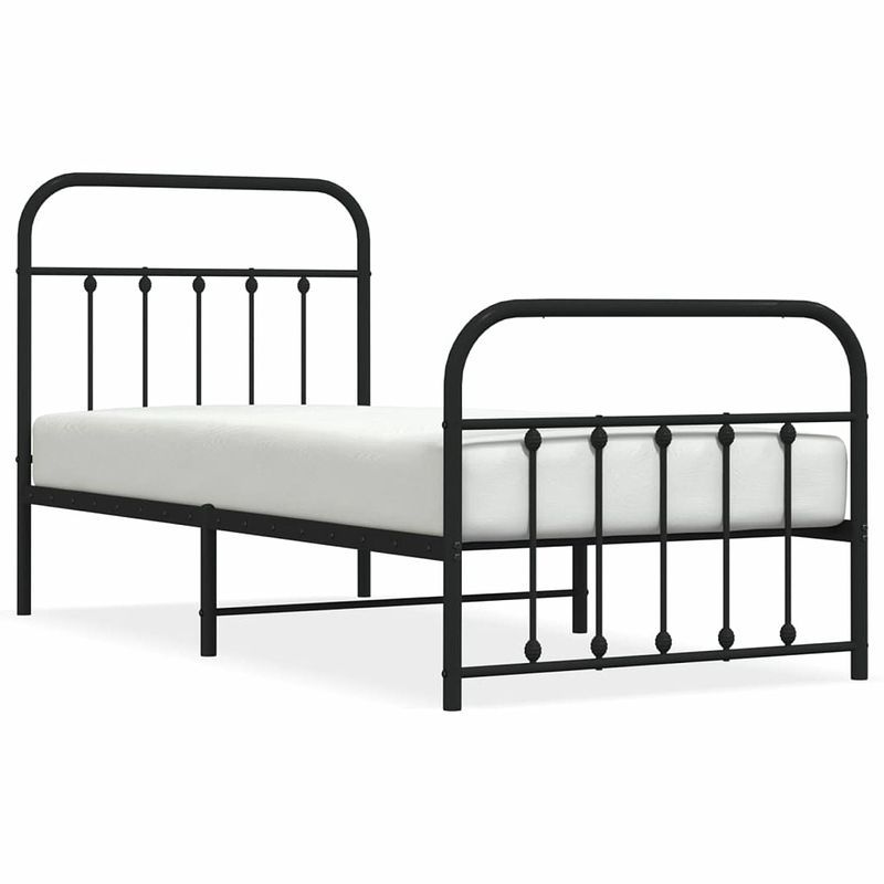 Foto van Vidaxl bedframe met hoofd- en voeteneinde metaal zwart 90x200 cm