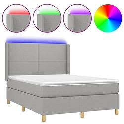 Foto van The living store boxspring led - 140x190 cm - lichtgrijs - pocketvering - huidvriendelijk - inclusief matras en