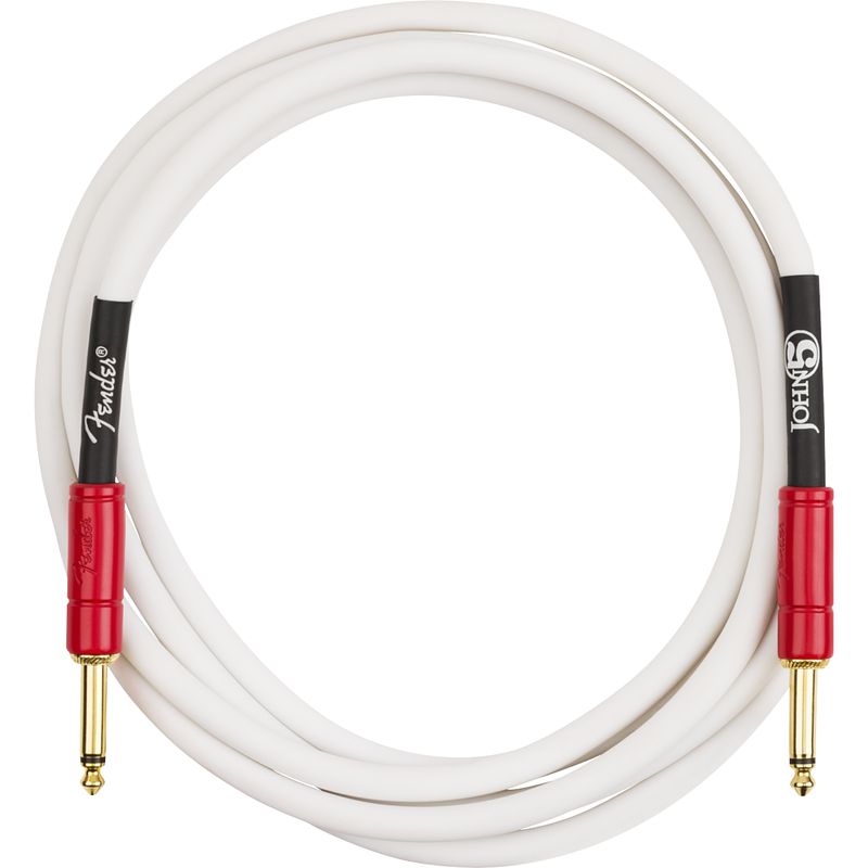 Foto van Fender john 5 instrument cable white and red, 10's instrumentkabel wit met rood 3 meter