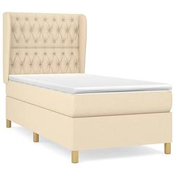 Foto van The living store boxspringbed - comfort - bed - 203 x 93 x 118/128 cm - crème - stof (100% polyester) - pocketvering