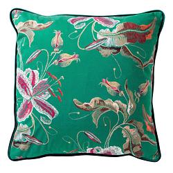 Foto van Dutch decor fanny - kussenhoes met bloemenpatroon emerald 45x45 cm - groen - groen