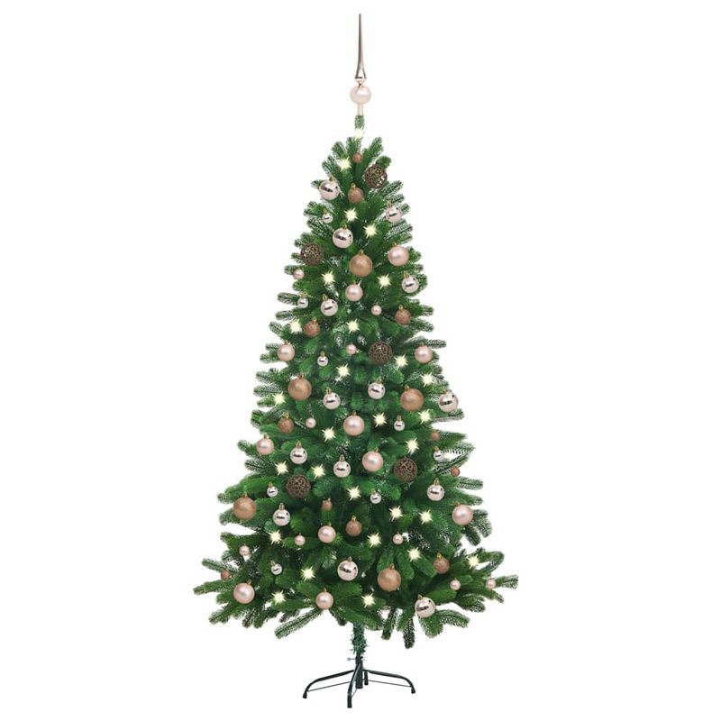 Foto van Vidaxl kunstkerstboom met led's en kerstballen 150 cm groen