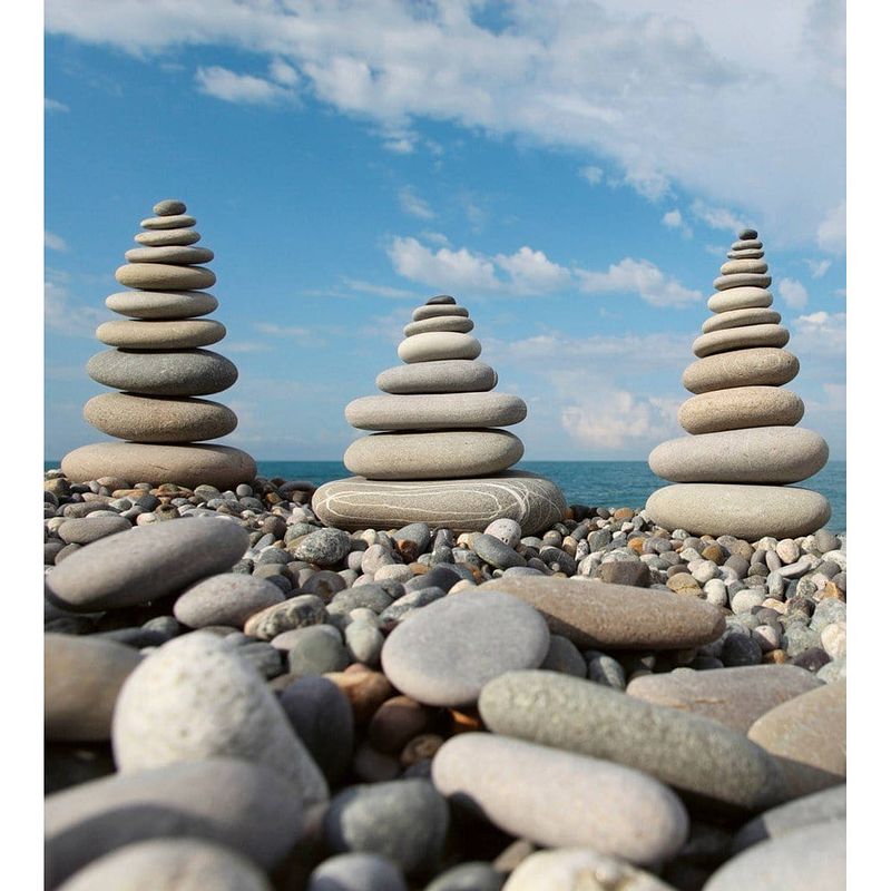 Foto van Dimex stack of stones vlies fotobehang 225x250cm 3-banen