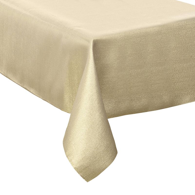 Foto van 2x stuks tafelkleden/tafellakens goud sparkling effect van polyester 140 x 240 cm - tafellakens